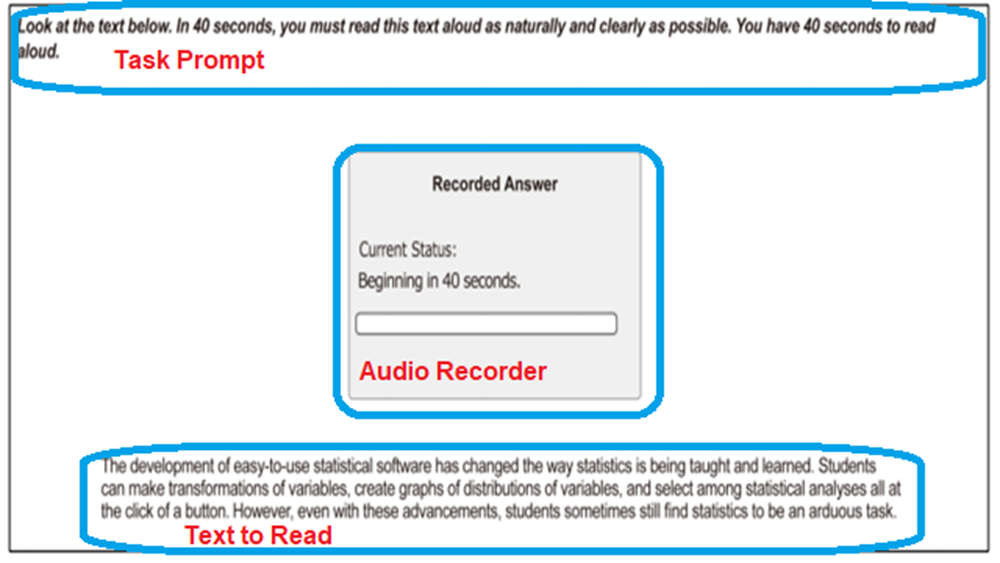 PTE Read Aloud Layout