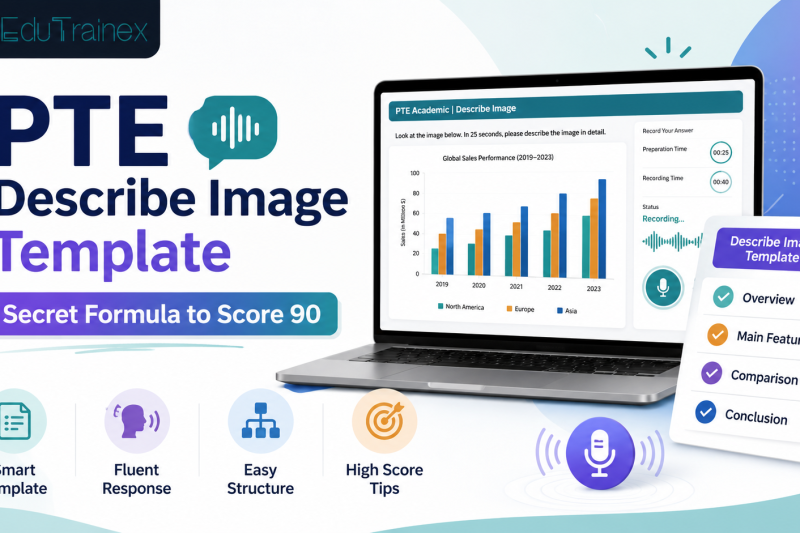 PTE Describe Image template layout and score 90 secret formula by EduTrainex